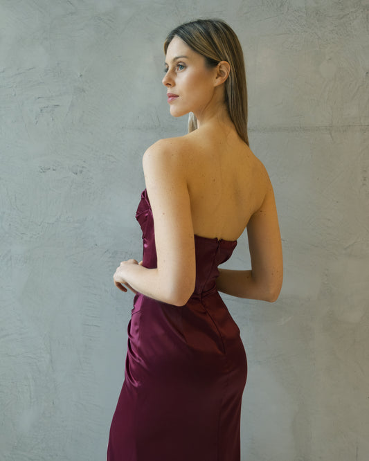 Vestido Satin Shirring