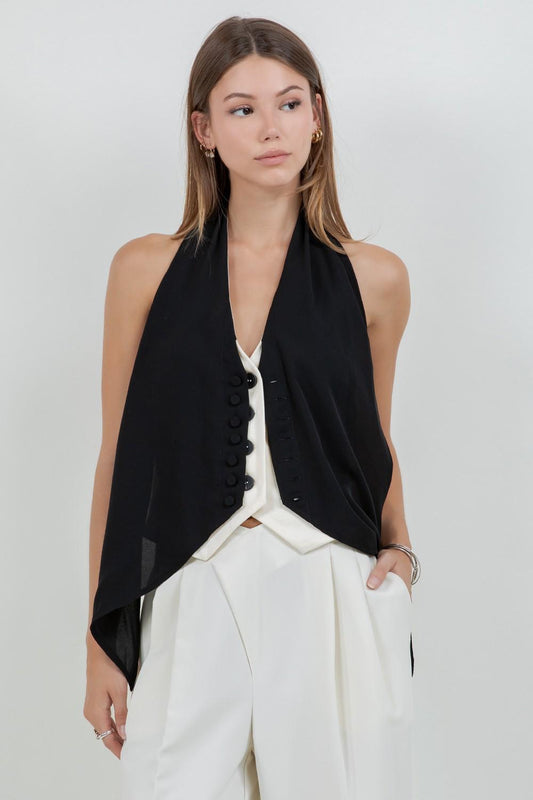 Top White Tie Black
