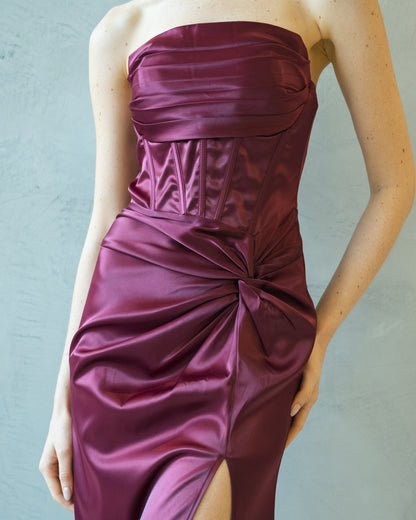 Vestido Satin Shirring