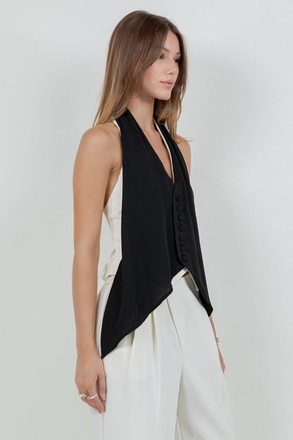 Top White Tie Black