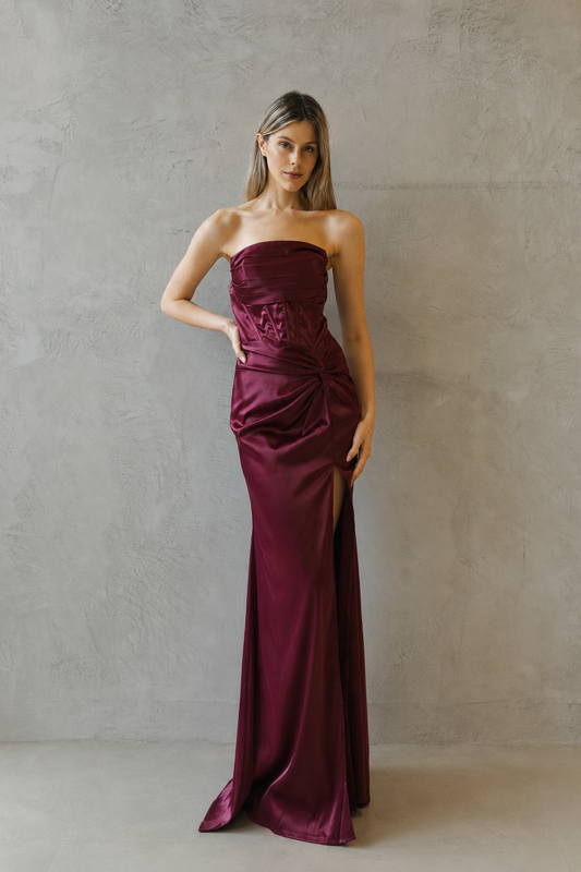 Vestido Satin Shirring