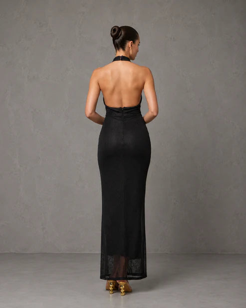 Vestido Metallic Knit Halter