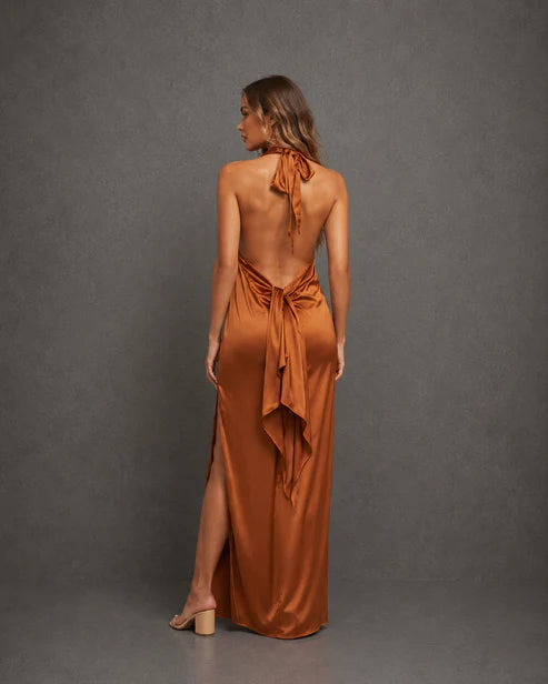 Vestido Largo Satin Drape