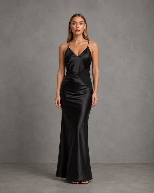 Vestido Mesh Insert Satin