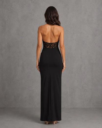 Vestido Largo de Fiesta lace Insert Maxi Haltes
