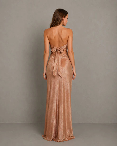 Vestido Largo Strapless Draped Back